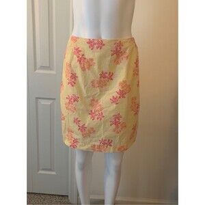 Lilly Pulitzer vintage white tag Yellow Pink Floral Skirt Size 12